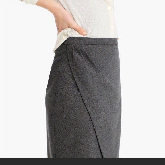 J. Crew 365 Heather Gray Wool Blend Asymmetrical Pencil Skirt - Picture 1 of 9